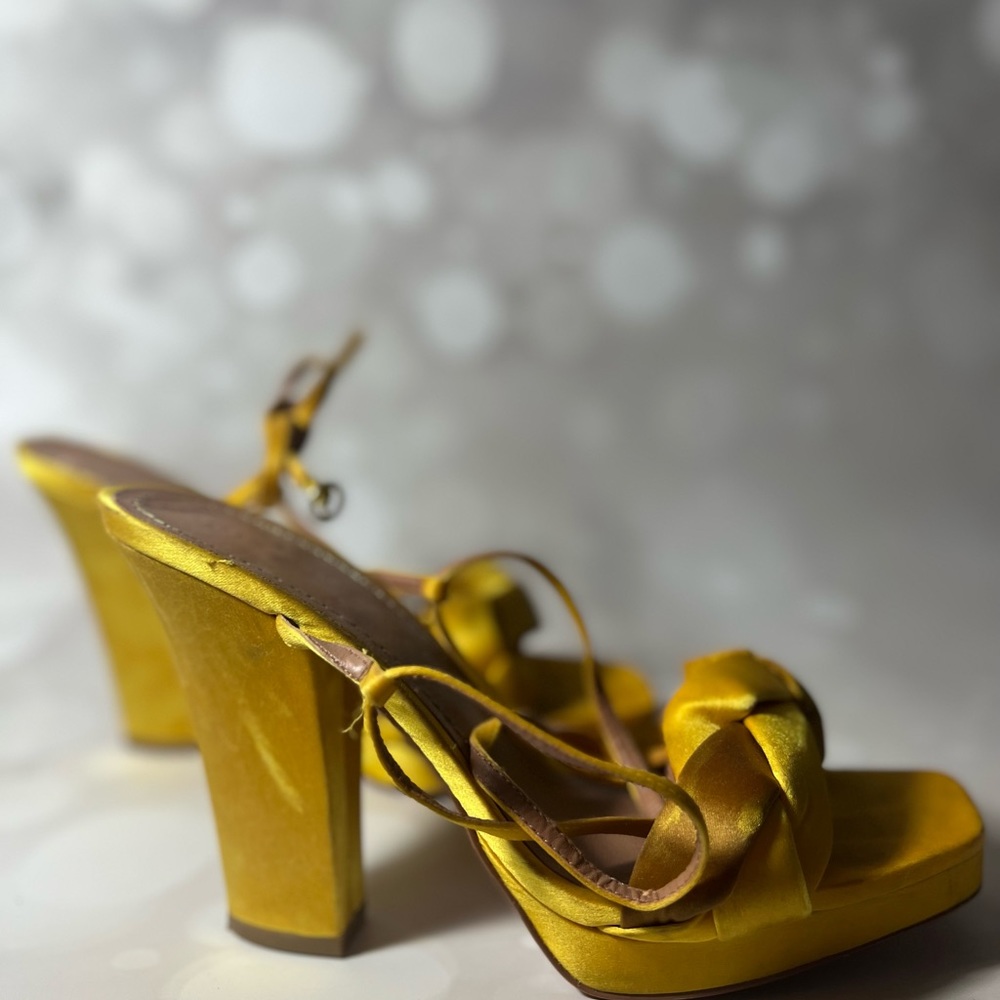 Zara yellow satin sandals